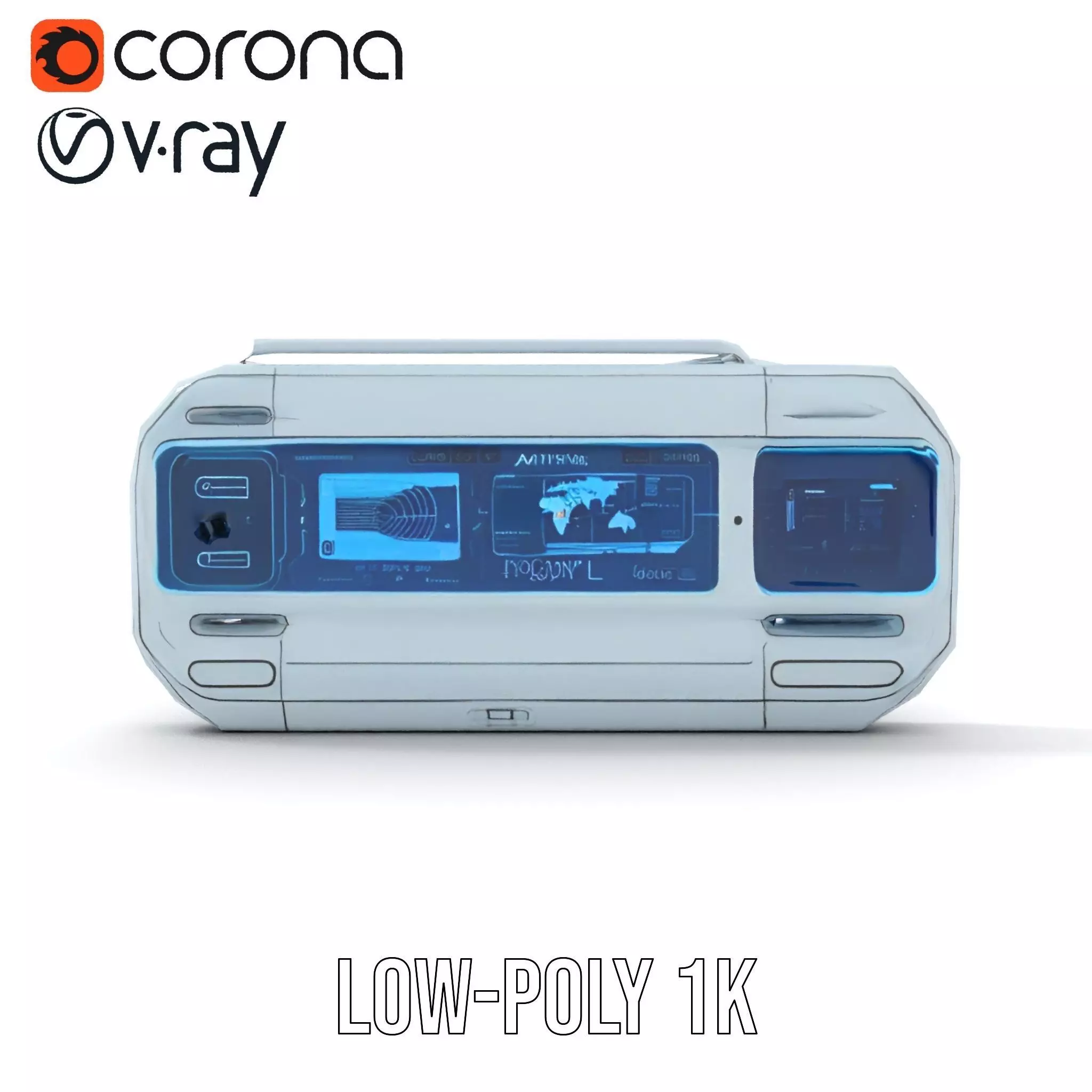 Futuristic Control Panel Model Pack with Interactive Display Low-poly 3D model_20