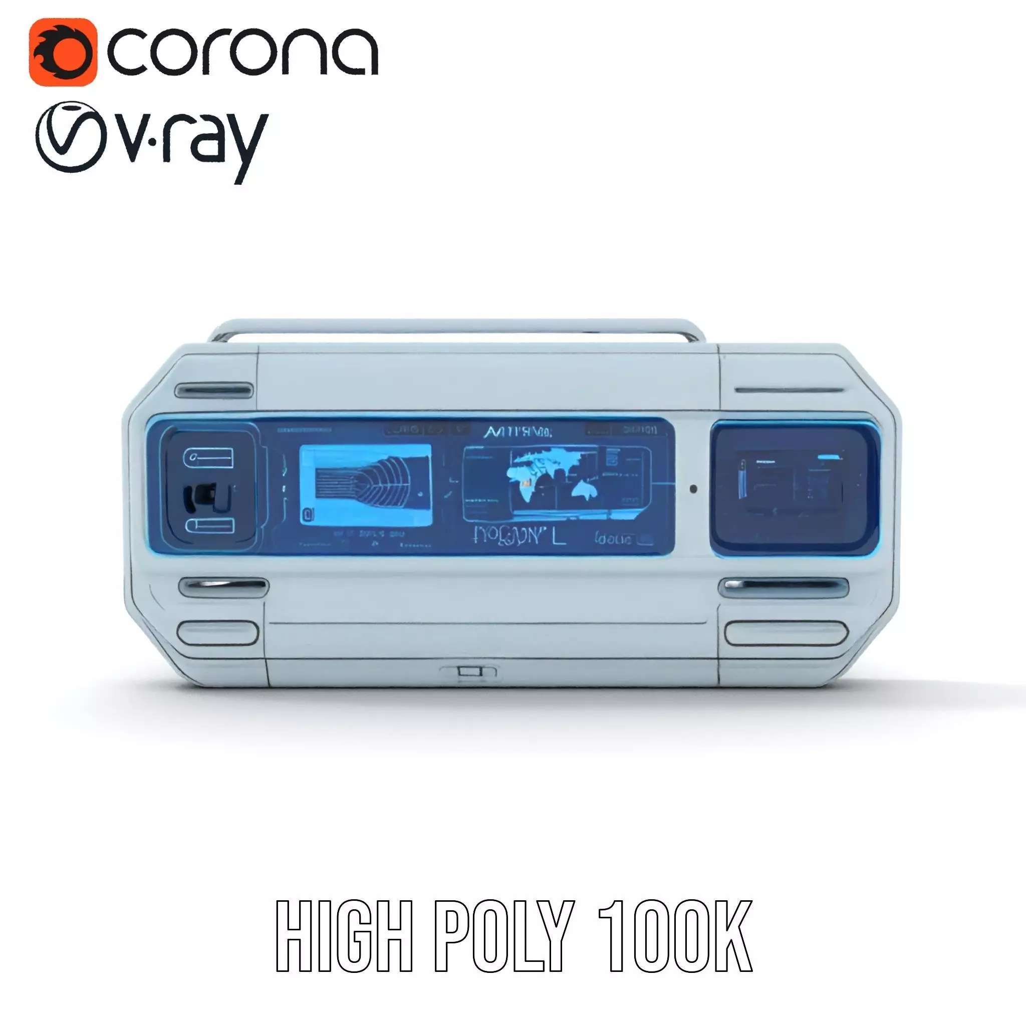 Futuristic Control Panel Model Pack with Interactive Display Low-poly 3D model_21