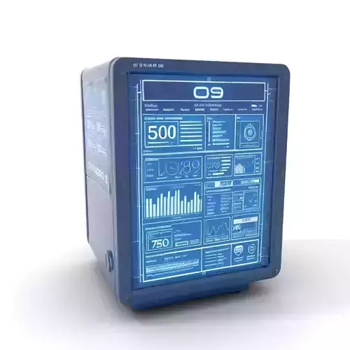Futuristic Data Terminal model pack with Interactive Display Low-poly 3D model