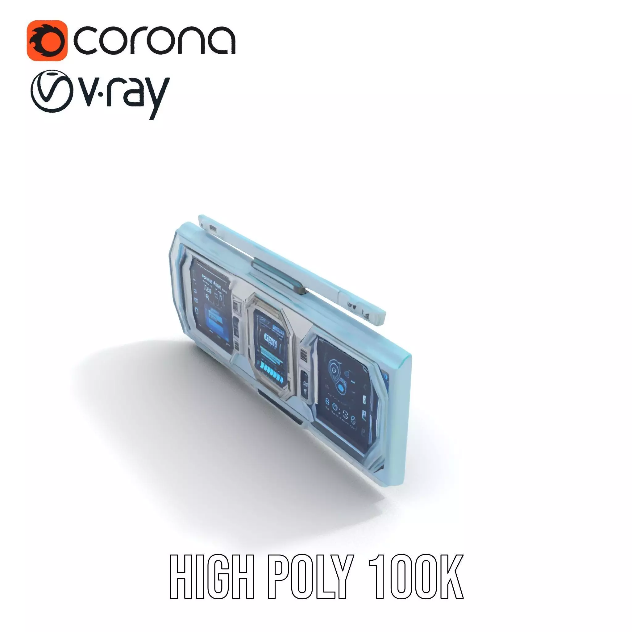 Futuristic Control Panel model pack featuring holographic dis... Low-poly 3D model_21