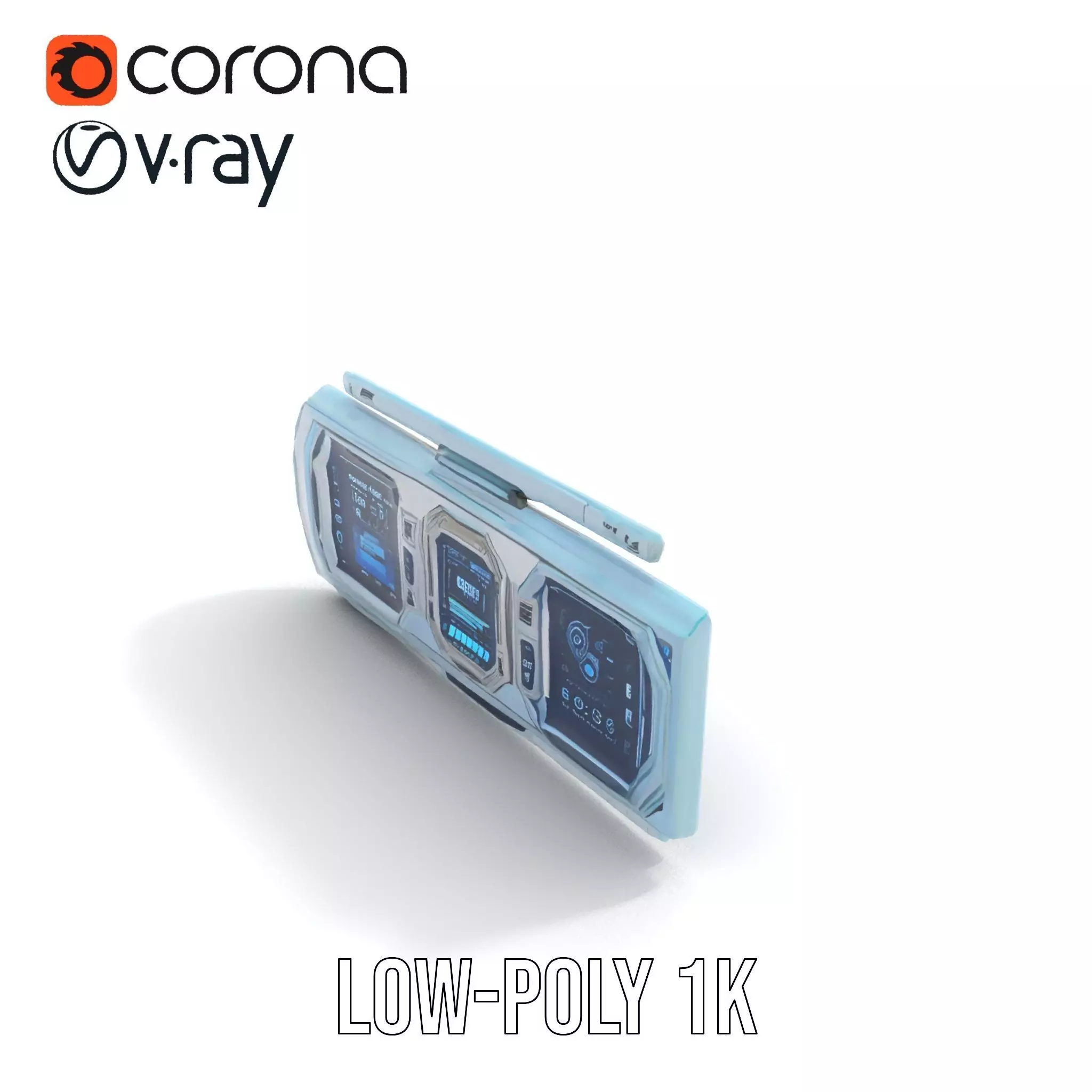 Futuristic Control Panel model pack featuring holographic dis... Low-poly 3D model_13