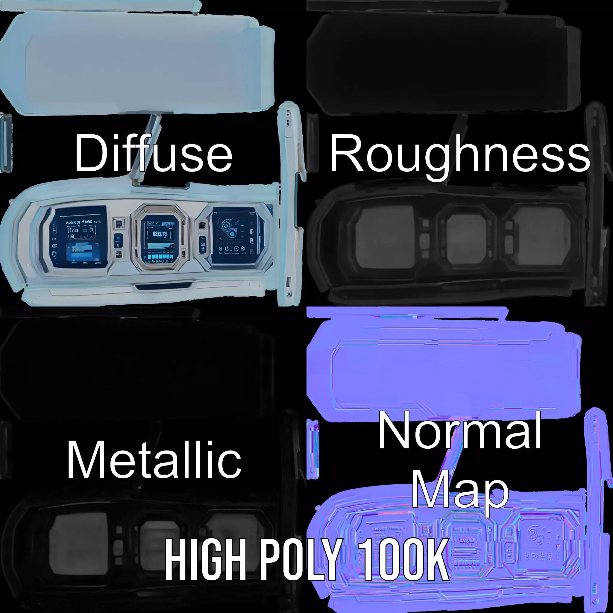 Futuristic Control Panel model pack featuring holographic dis... Low-poly 3D model_4