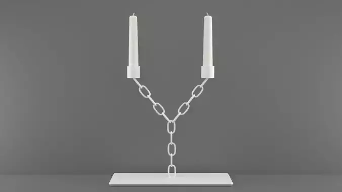 Chain Y Candleholder White Color