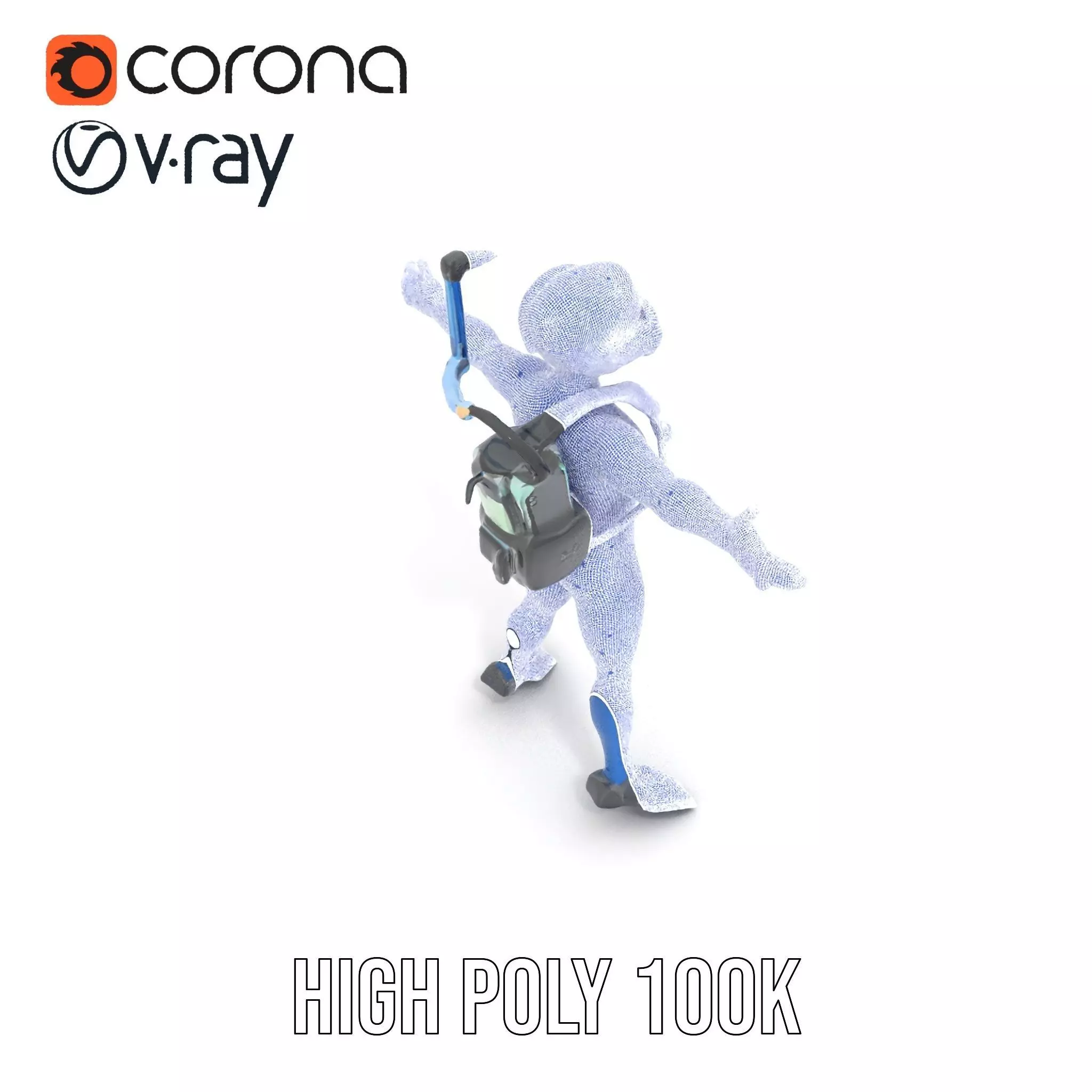 Scuba Diver Character Rigged and Animated Low-poly 3D model_31