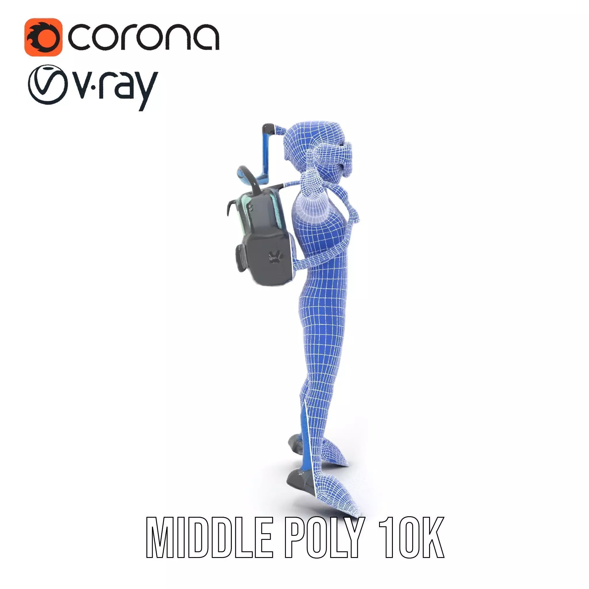 Scuba Diver Character Rigged and Animated Low-poly 3D model_21