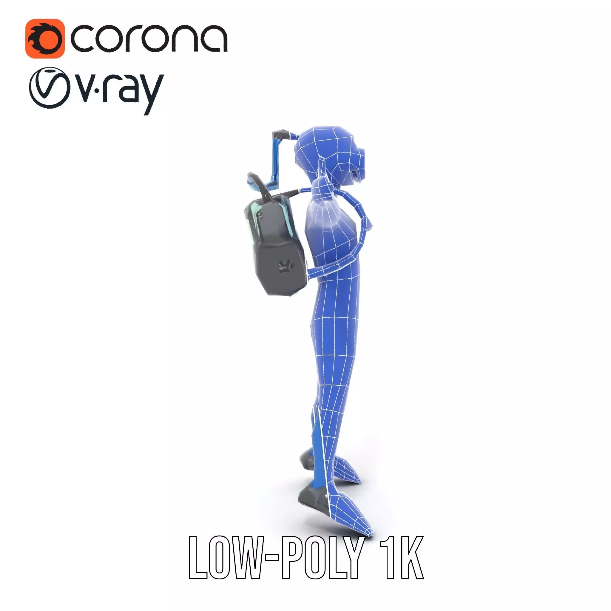 Scuba Diver Character Rigged and Animated Low-poly 3D model_19