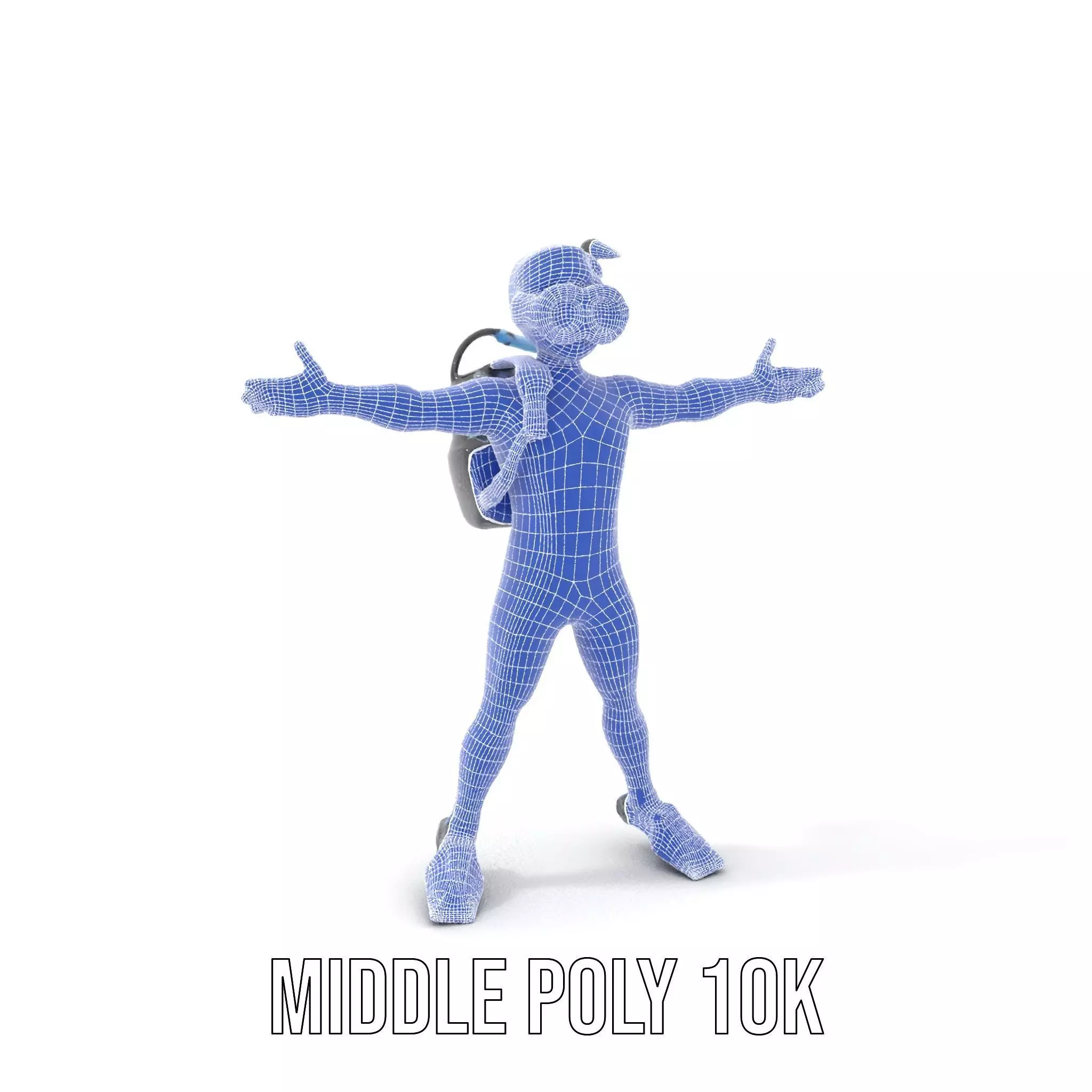 Scuba Diver Character Rigged and Animated Low-poly 3D model_10