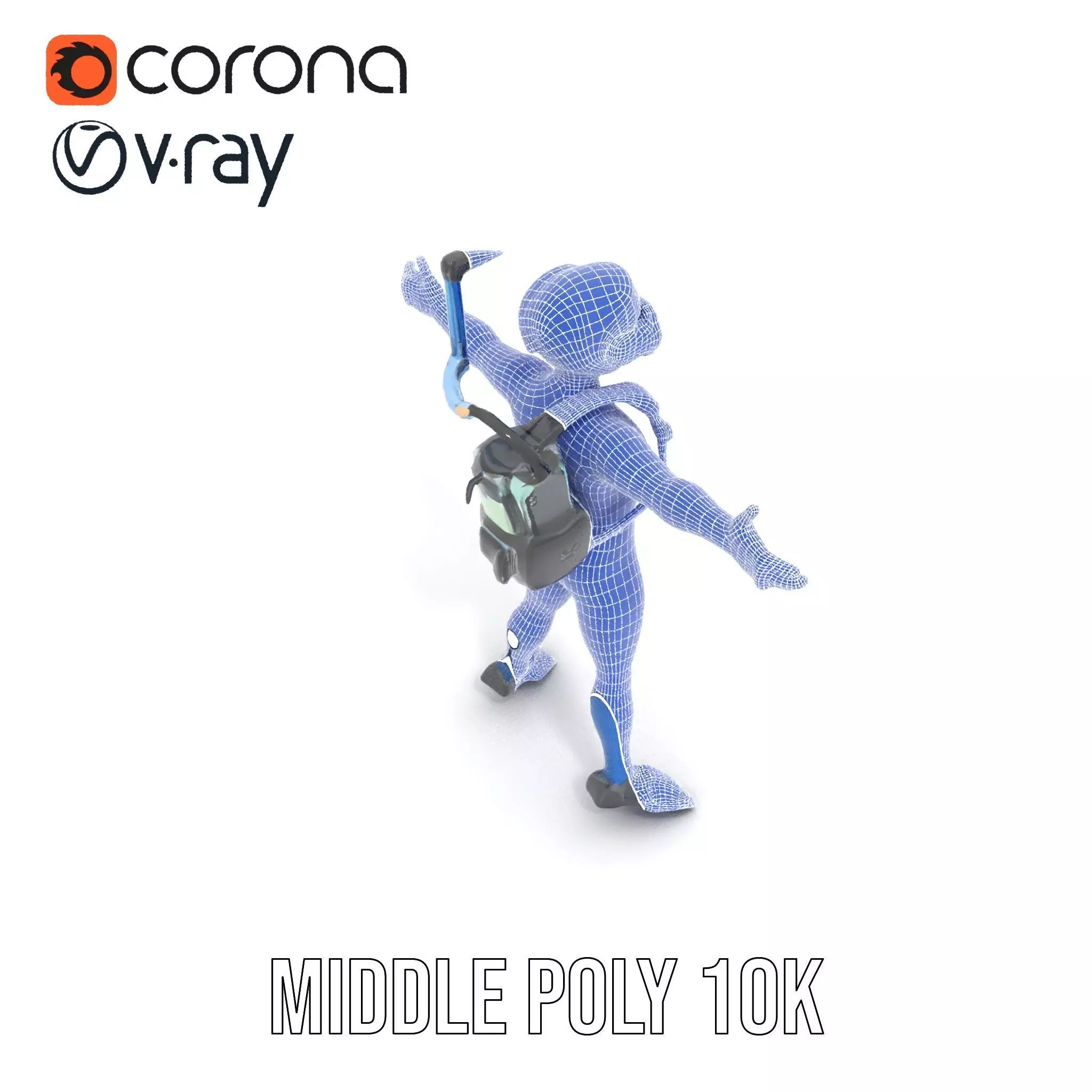 Scuba Diver Character Rigged and Animated Low-poly 3D model_29