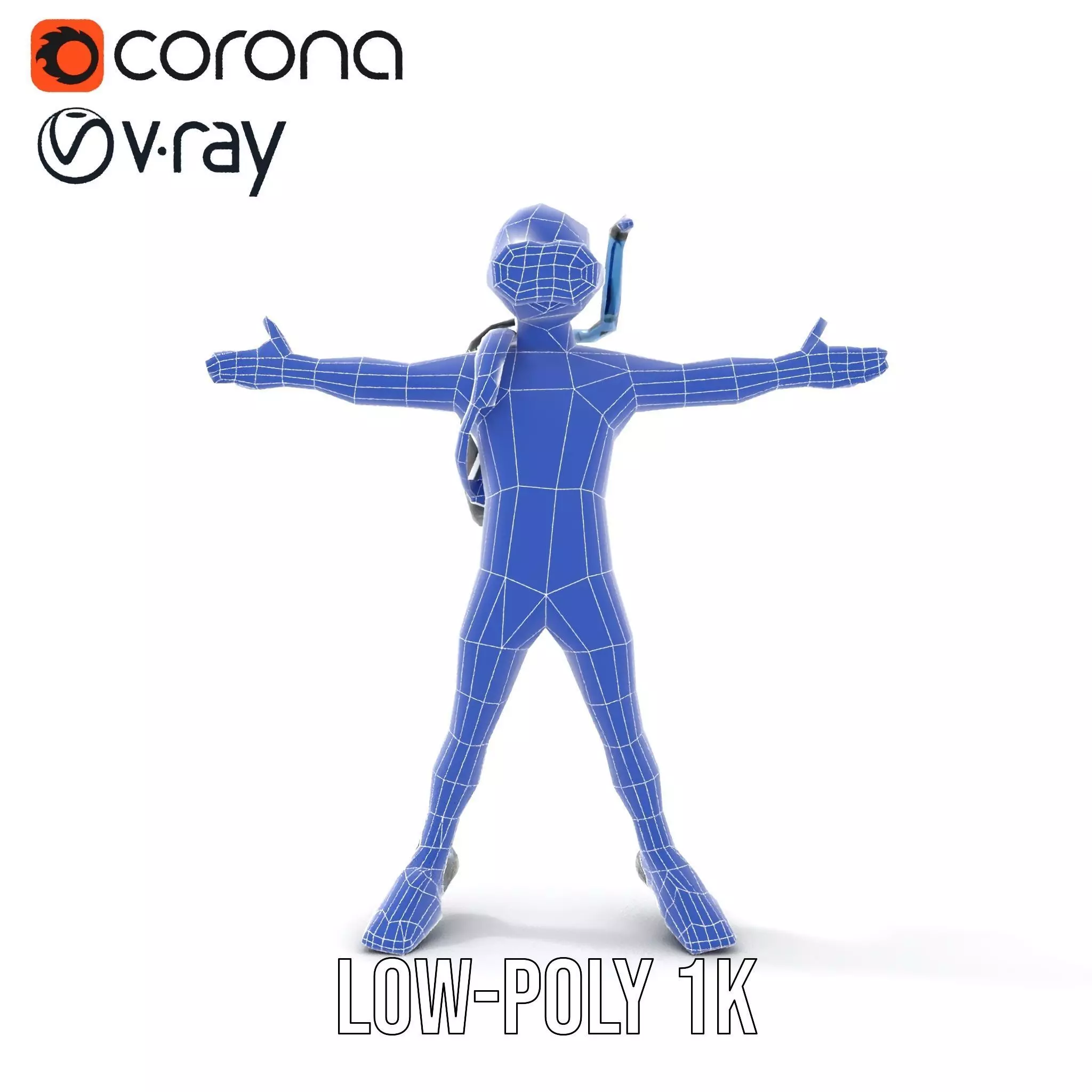 Scuba Diver Character Rigged and Animated Low-poly 3D model_27