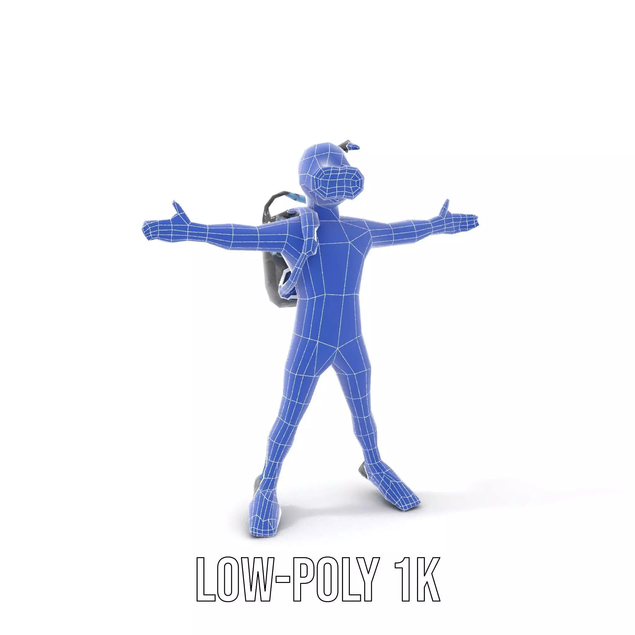 Scuba Diver Character Rigged and Animated Low-poly 3D model_9