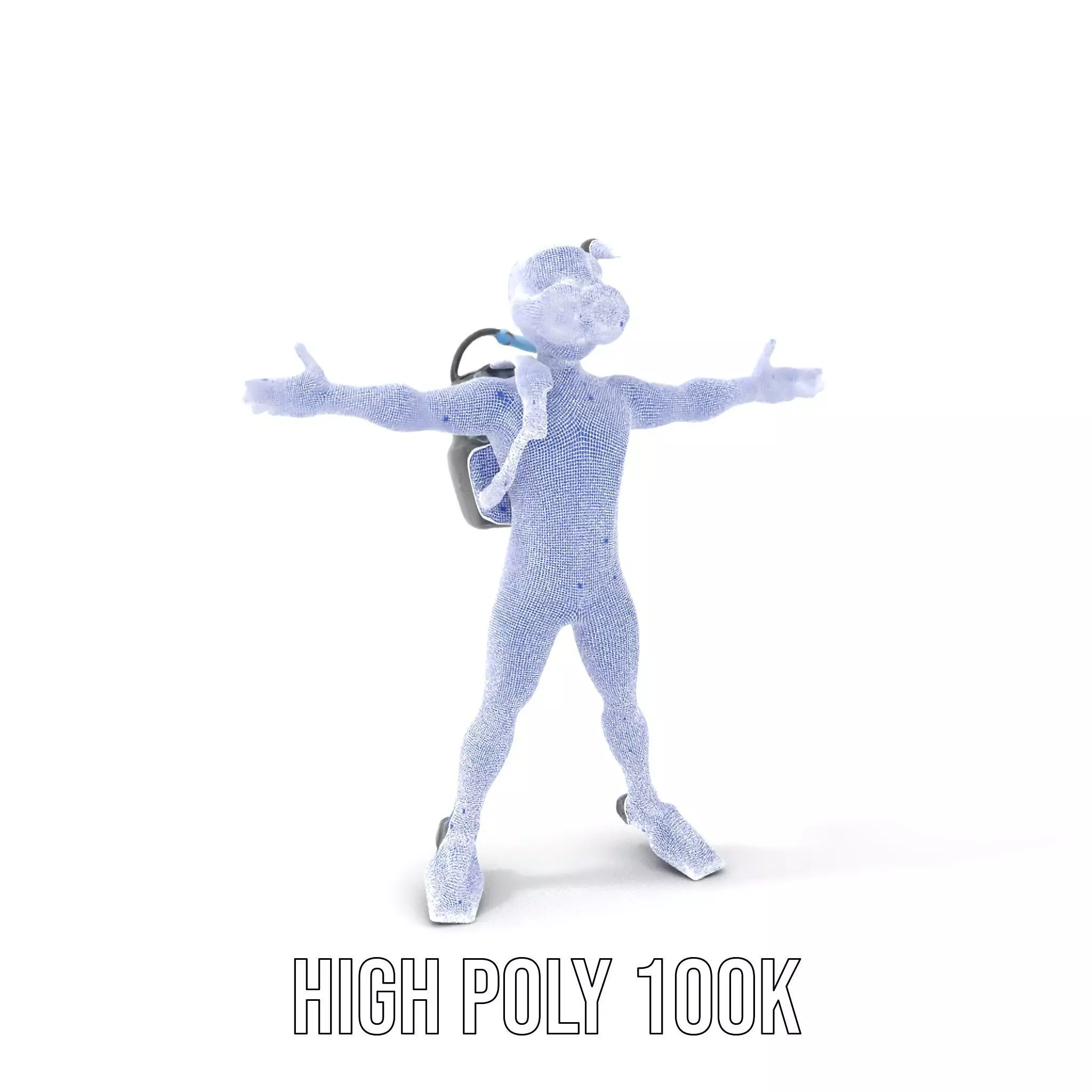 Scuba Diver Character Rigged and Animated Low-poly 3D model_4