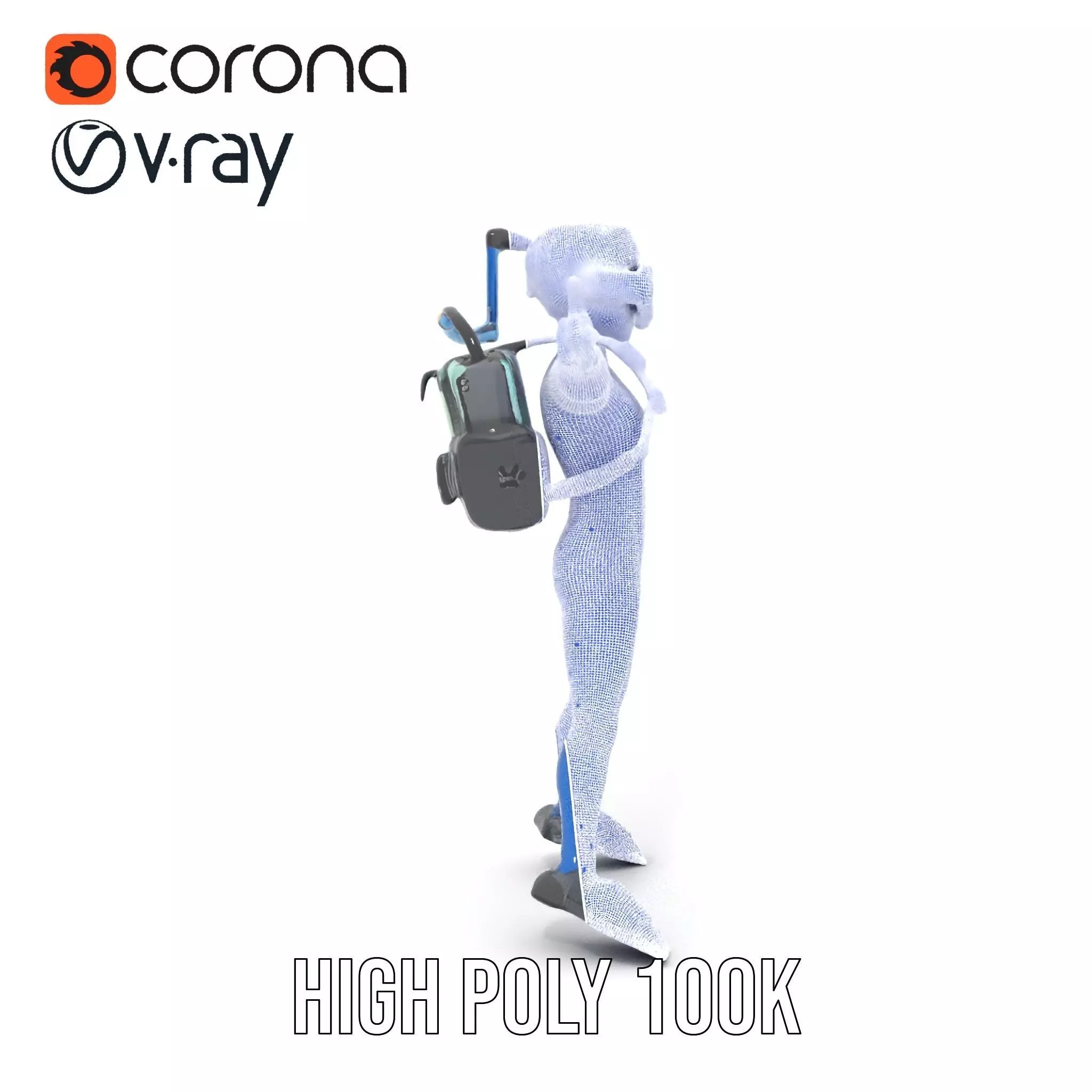 Scuba Diver Character Rigged and Animated Low-poly 3D model_36