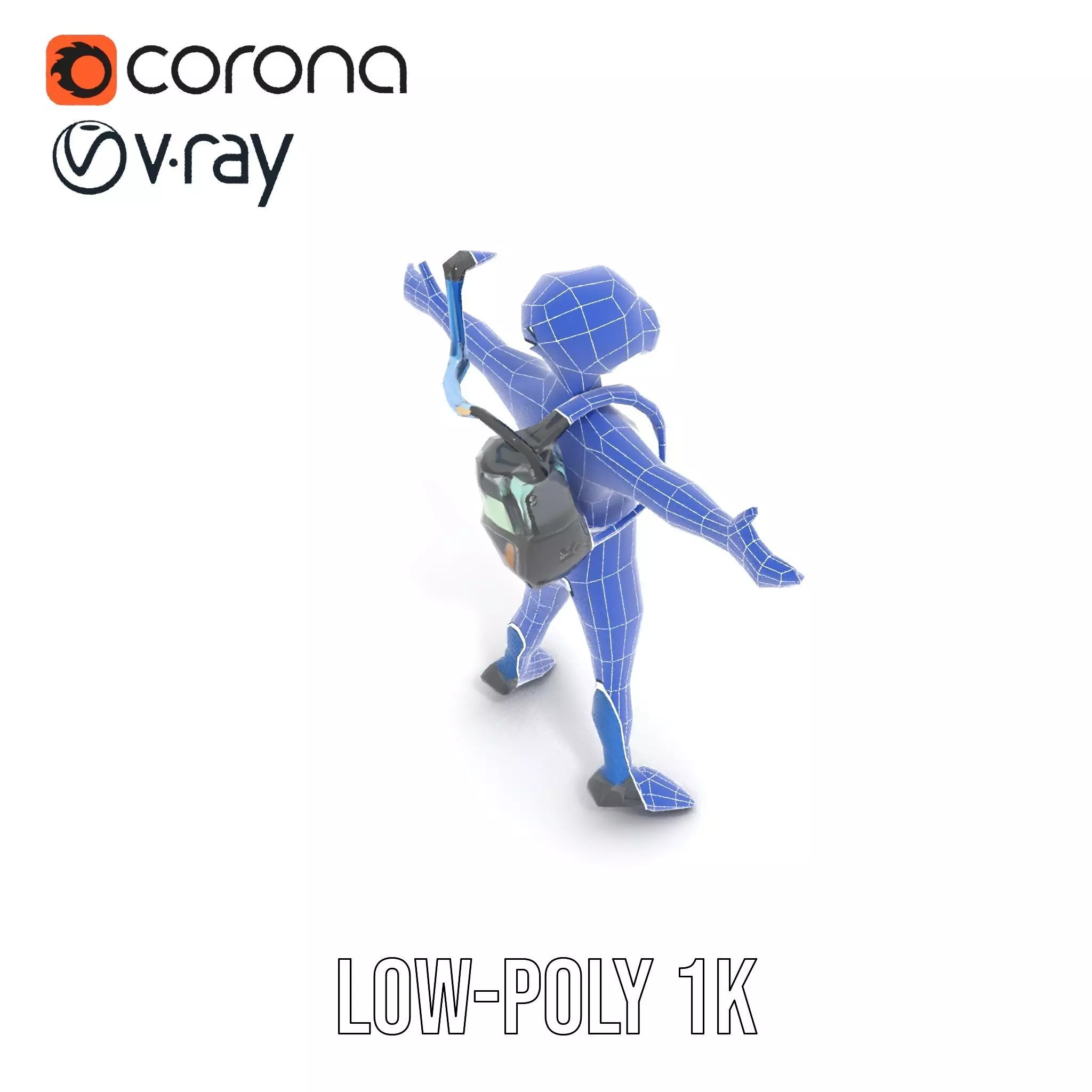 Scuba Diver Character Rigged and Animated Low-poly 3D model_30