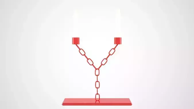 Chain Y Candleholder Red Glass Color