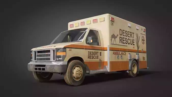 Desert Rescue Ambulance 3D Model  Game-Ready Cinematic Vehicle