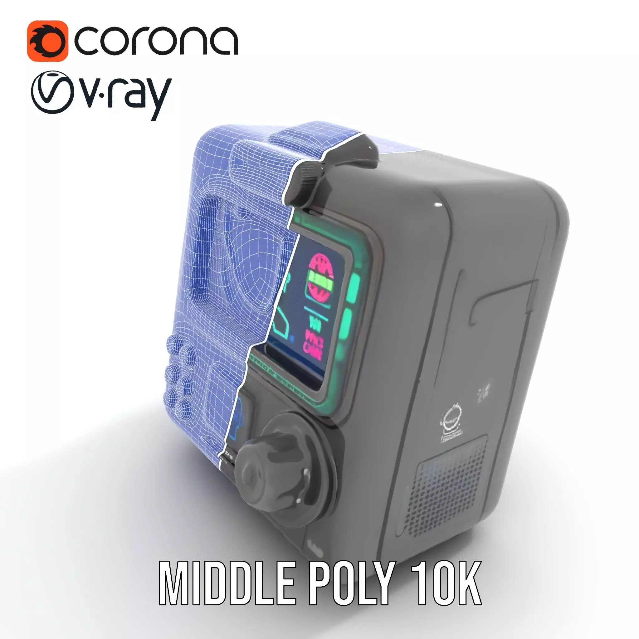 Retro Digital Device model pack with futuristic display Low-poly 3D model_25