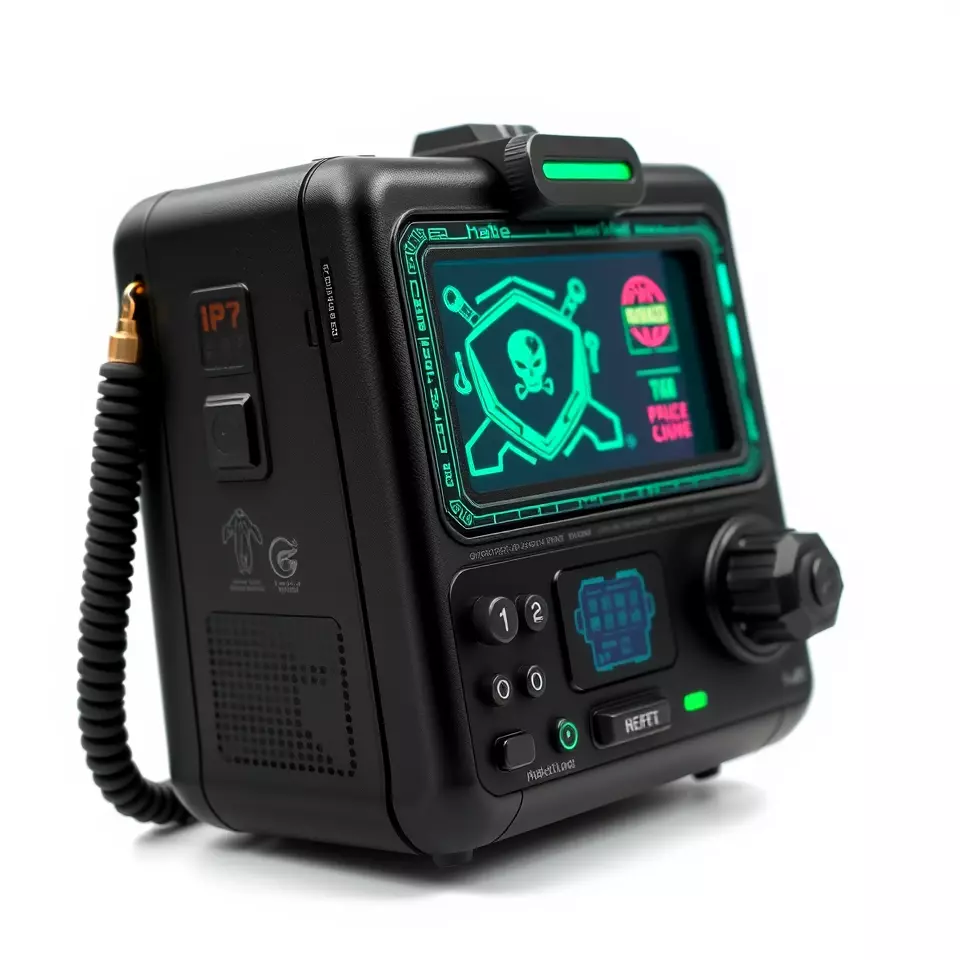 Retro Digital Device model pack with futuristic display Low-poly 3D model_3