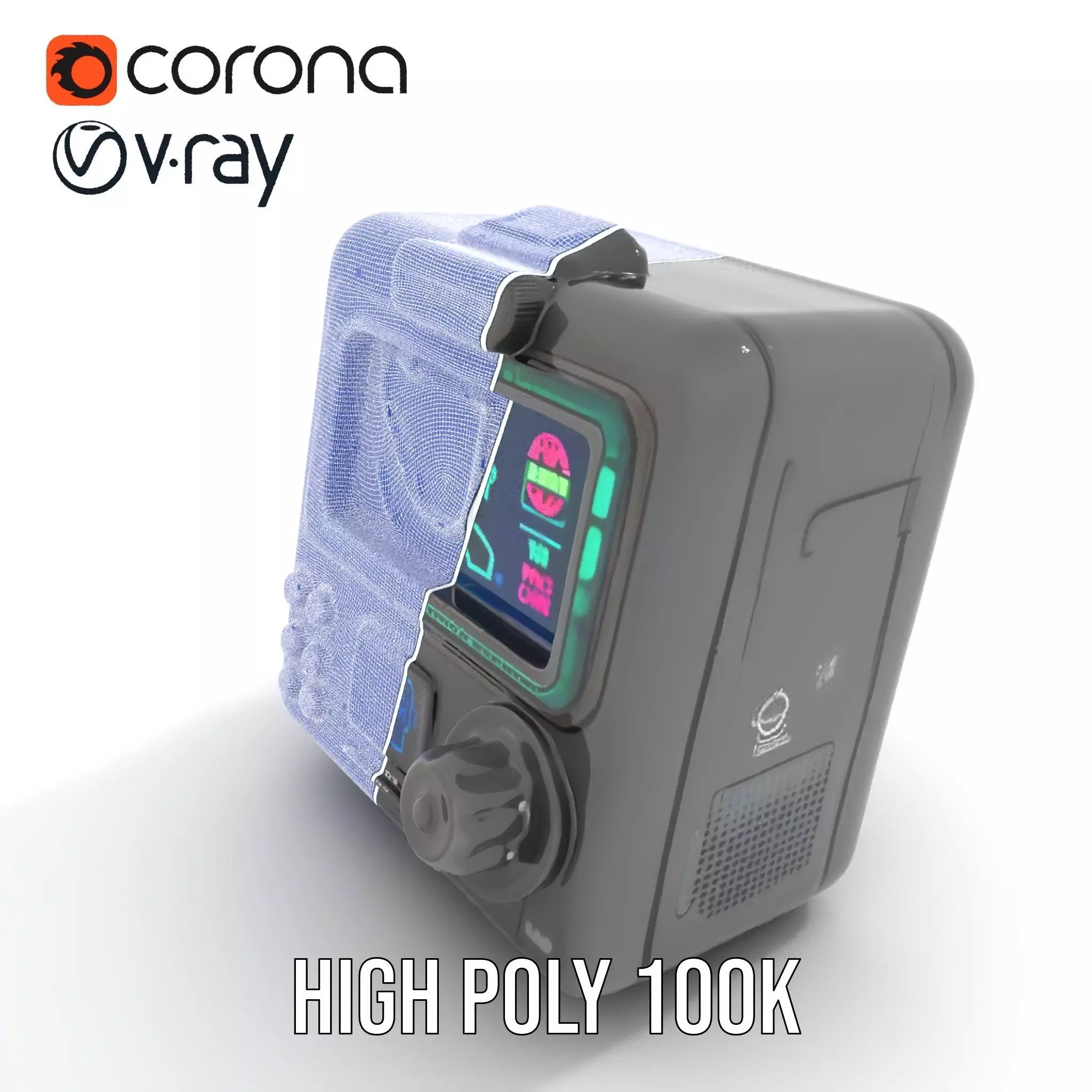 Retro Digital Device model pack with futuristic display Low-poly 3D model_33