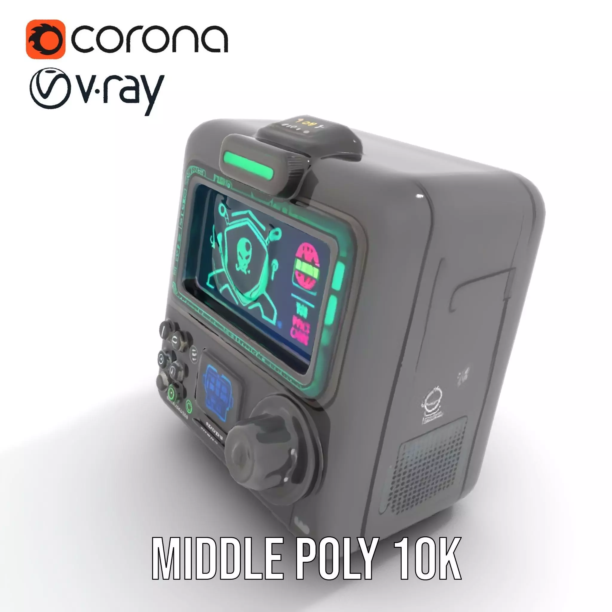 Retro Digital Device model pack with futuristic display Low-poly 3D model_20