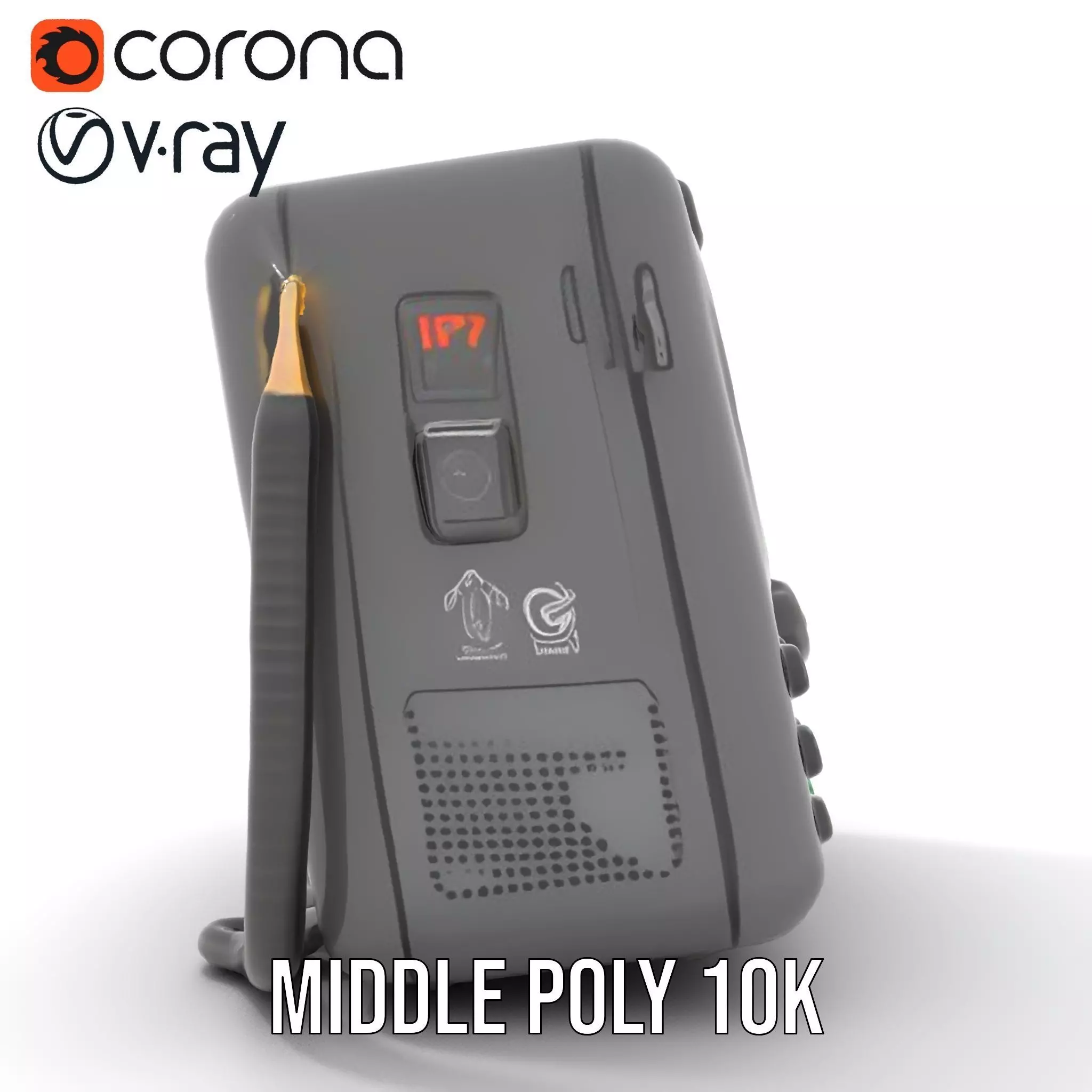 Retro Digital Device model pack with futuristic display Low-poly 3D model_7