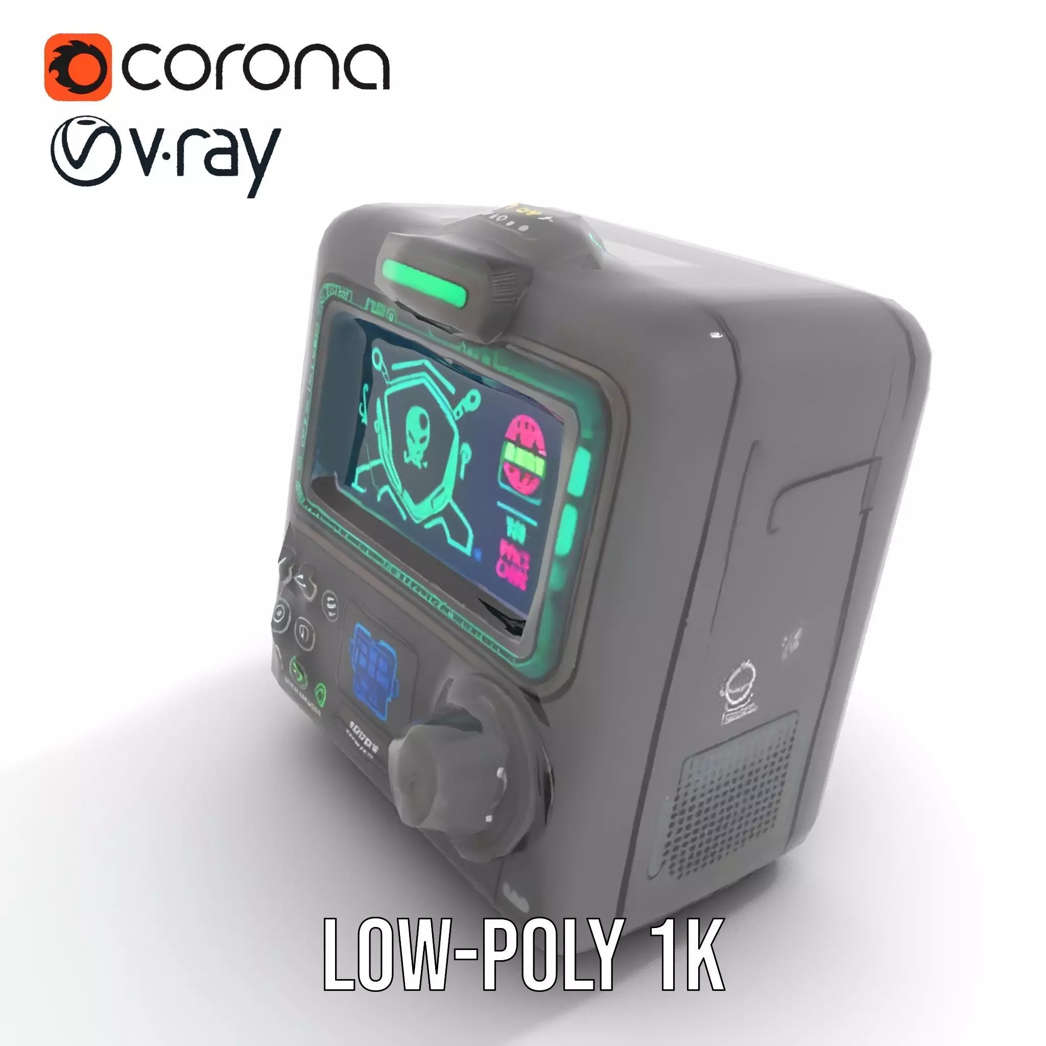 Retro Digital Device model pack with futuristic display Low-poly 3D model_13