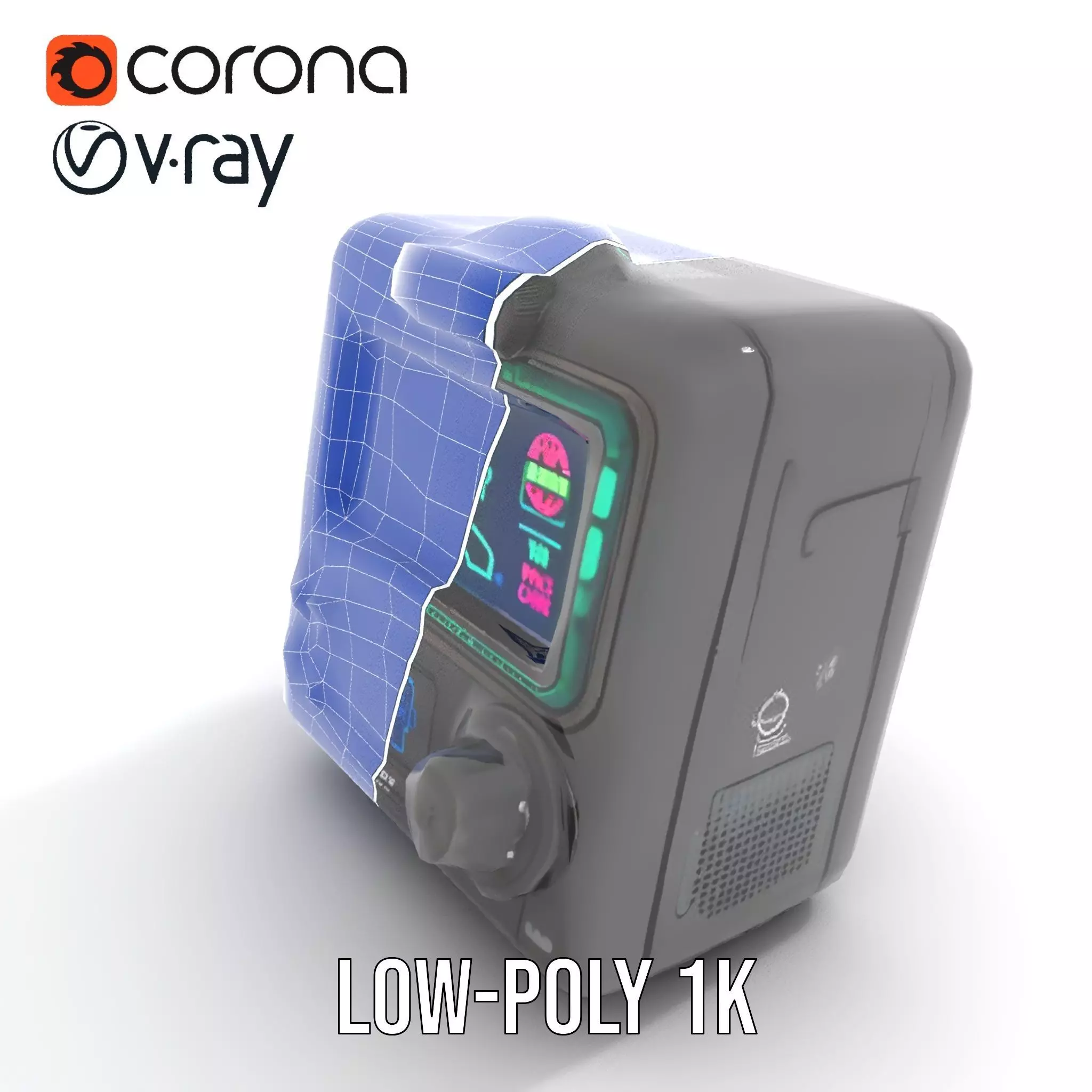 Retro Digital Device model pack with futuristic display Low-poly 3D model_21