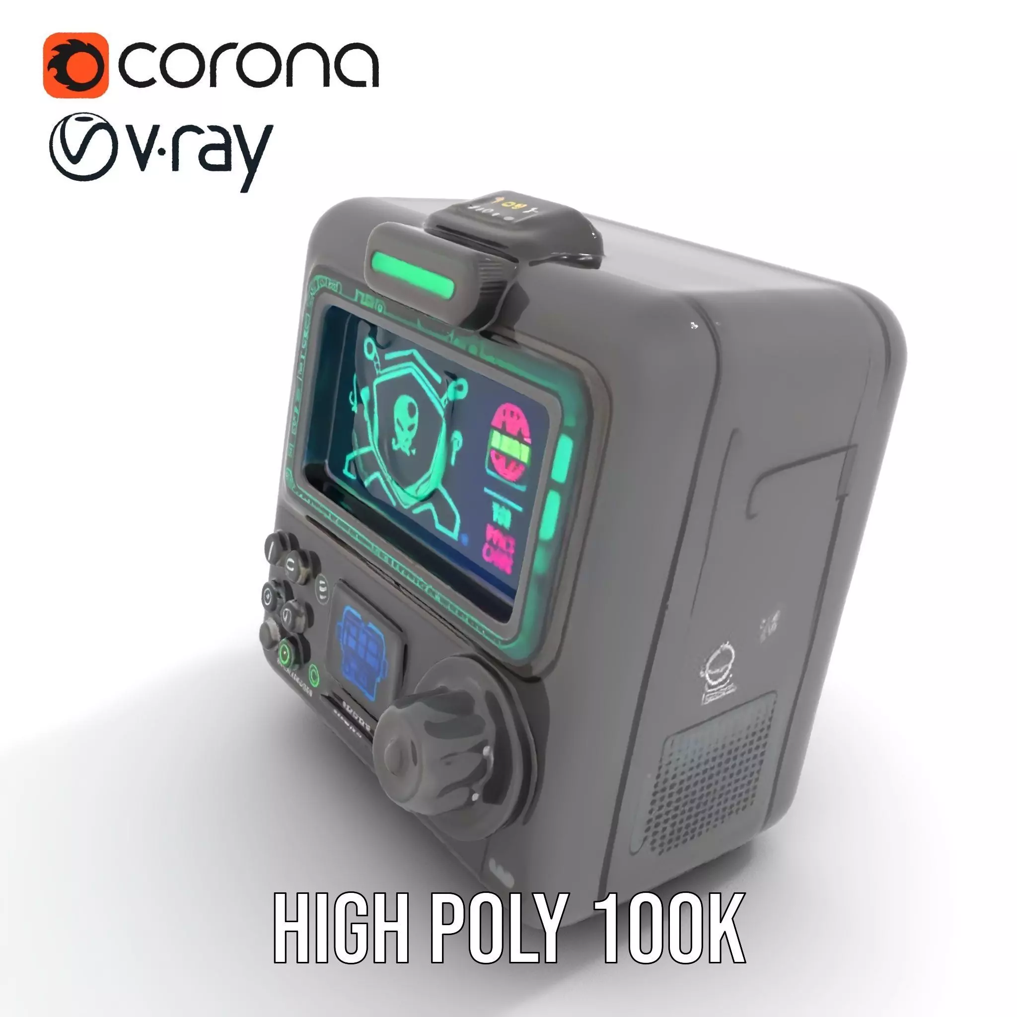 Retro Digital Device model pack with futuristic display Low-poly 3D model_16