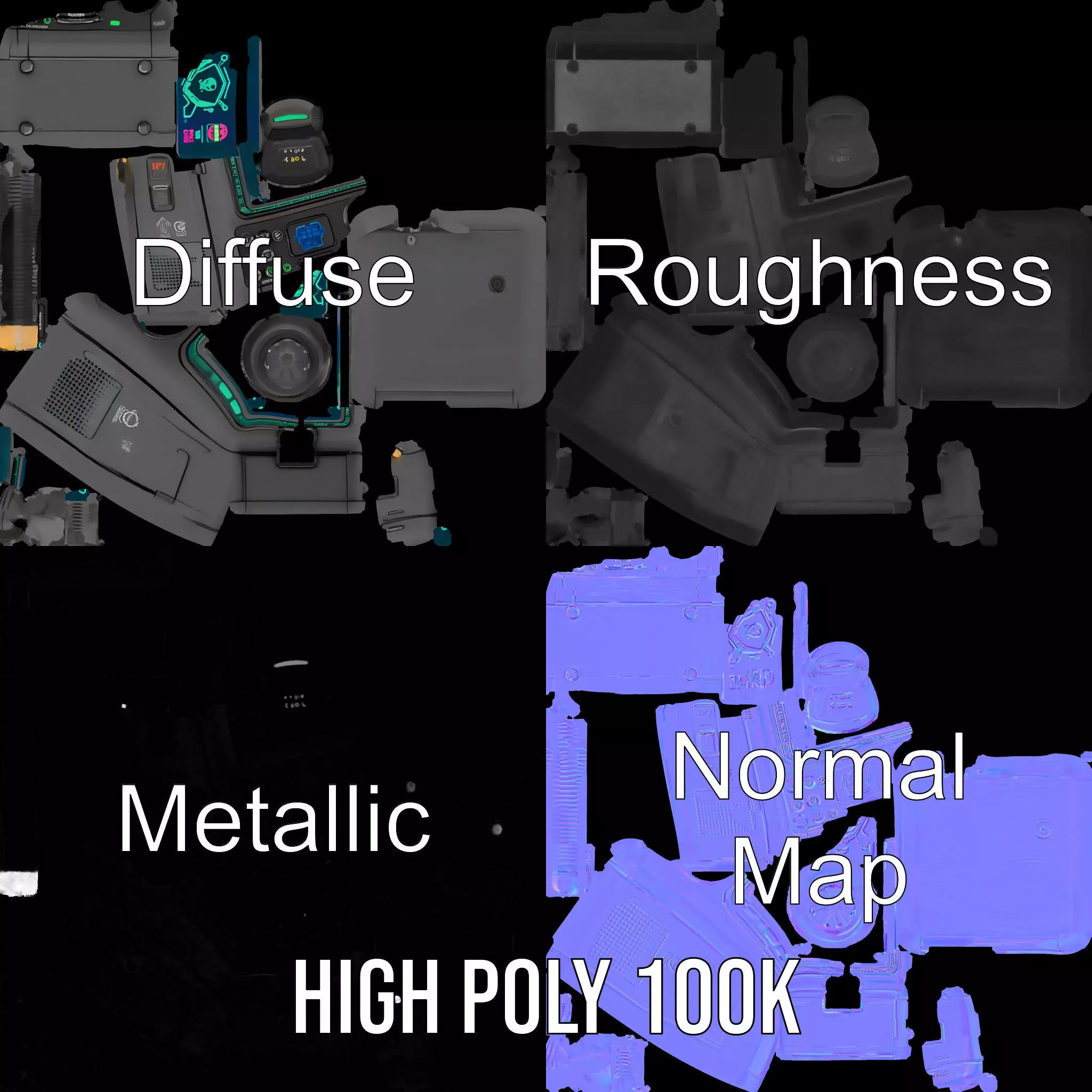 Retro Digital Device model pack with futuristic display Low-poly 3D model_4