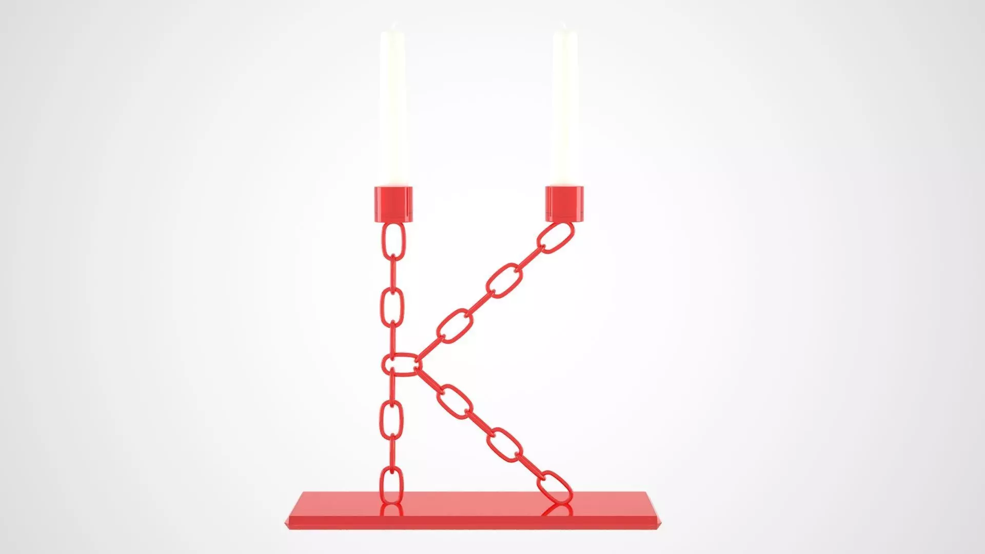 Chain K Candleholder Red Glass Color 3D model_0