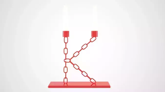 Chain K Candleholder Red Glass Color