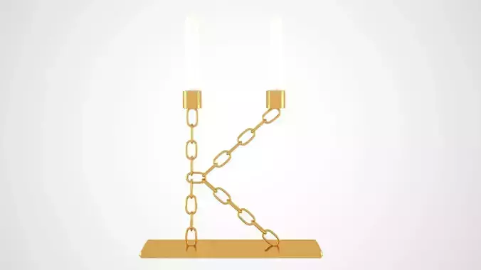 Chain K Candleholder Gold  Color