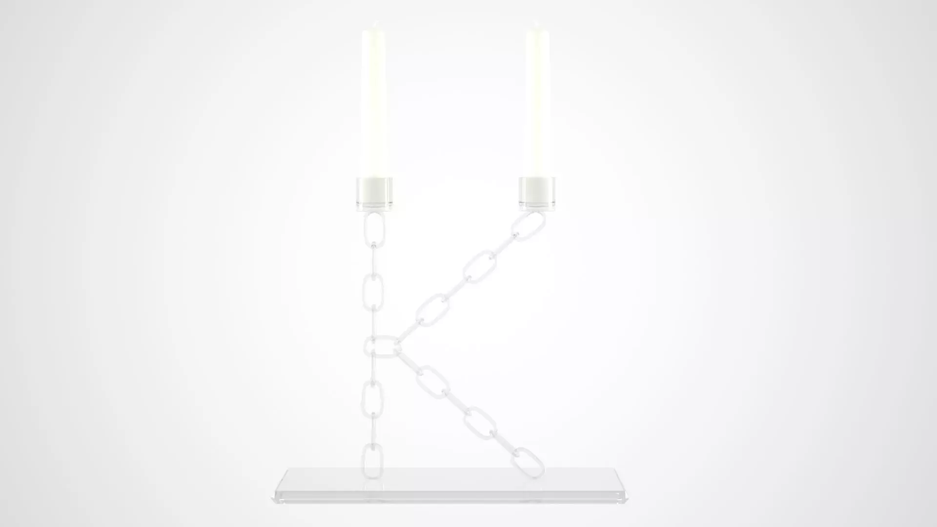 Chain K Candleholder Clear Glass Color 3D model_0