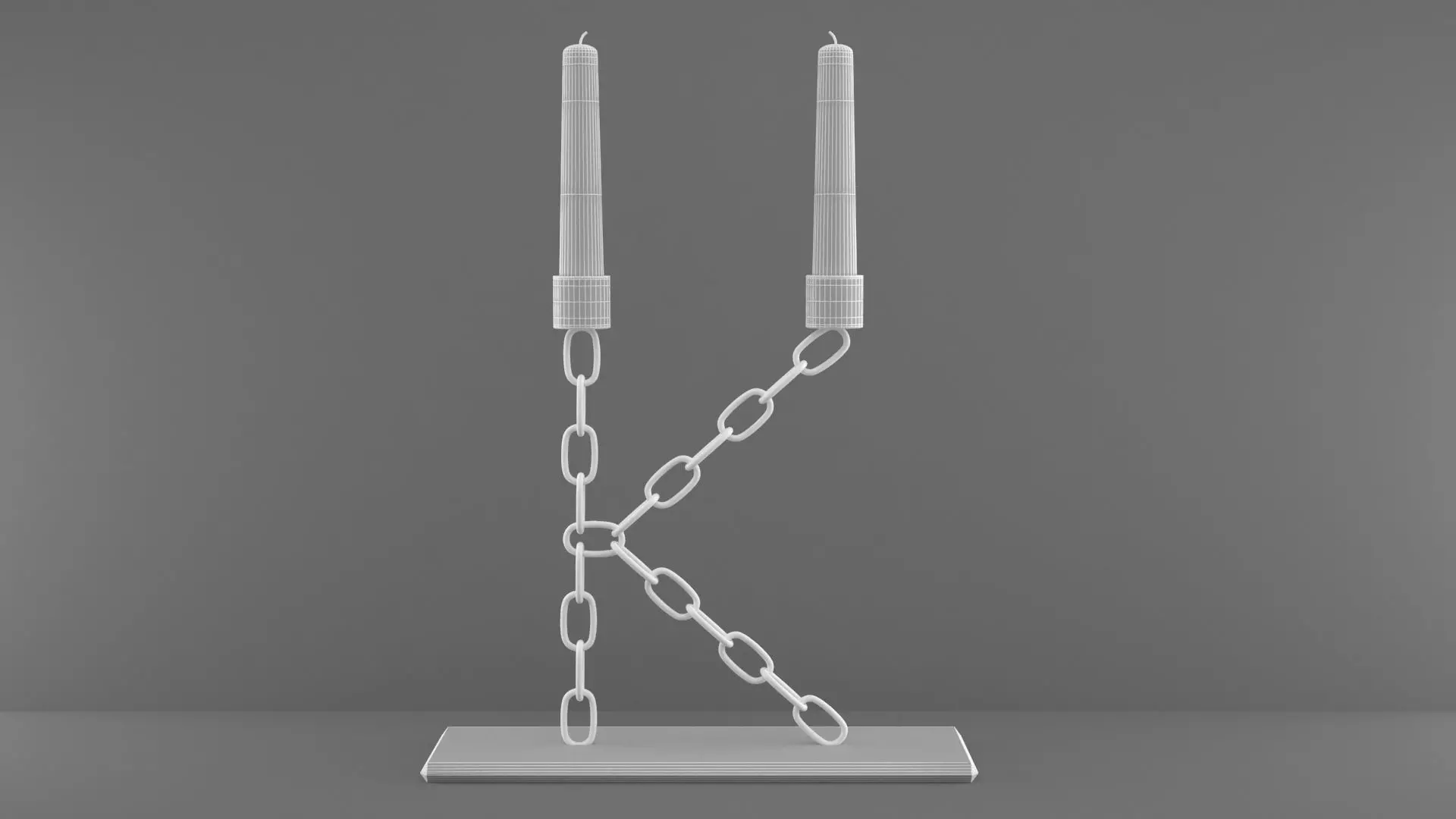 Chain K Candleholder Black Iron Color 3D model_5