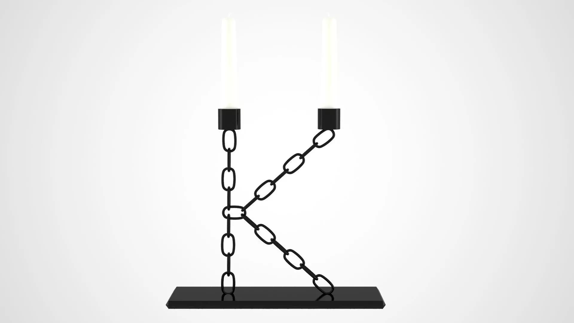 Chain K Candleholder Black Iron Color 3D model_0