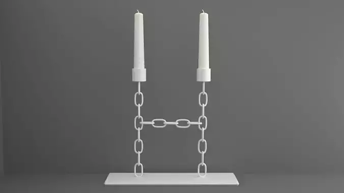 Chain H Candleholder White Color