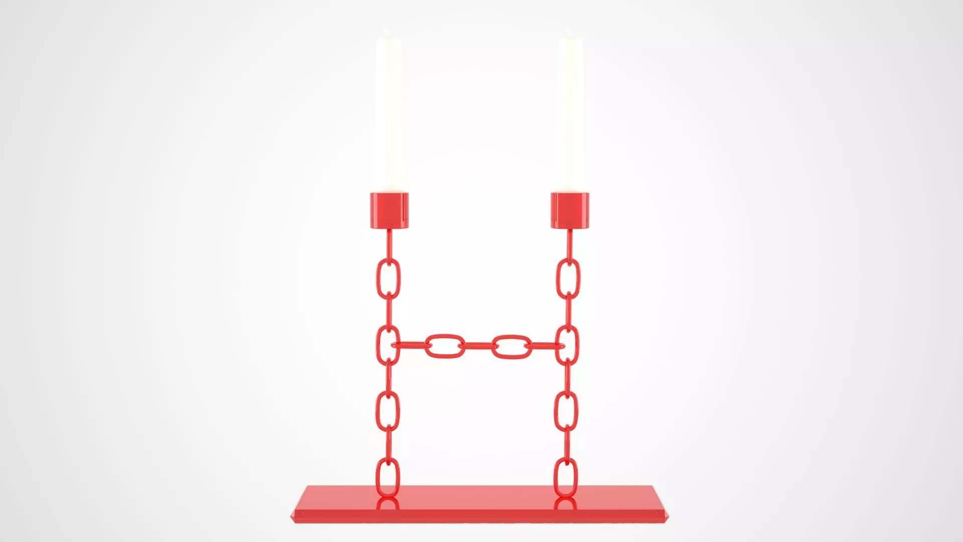 Chain H Candleholder Red Glass Color 3D model_0