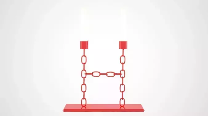 Chain H Candleholder Red Glass Color