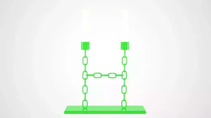 Chain H Candleholder Green Glass Color