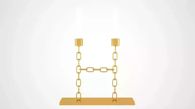 Chain H Candleholder Gold  Color