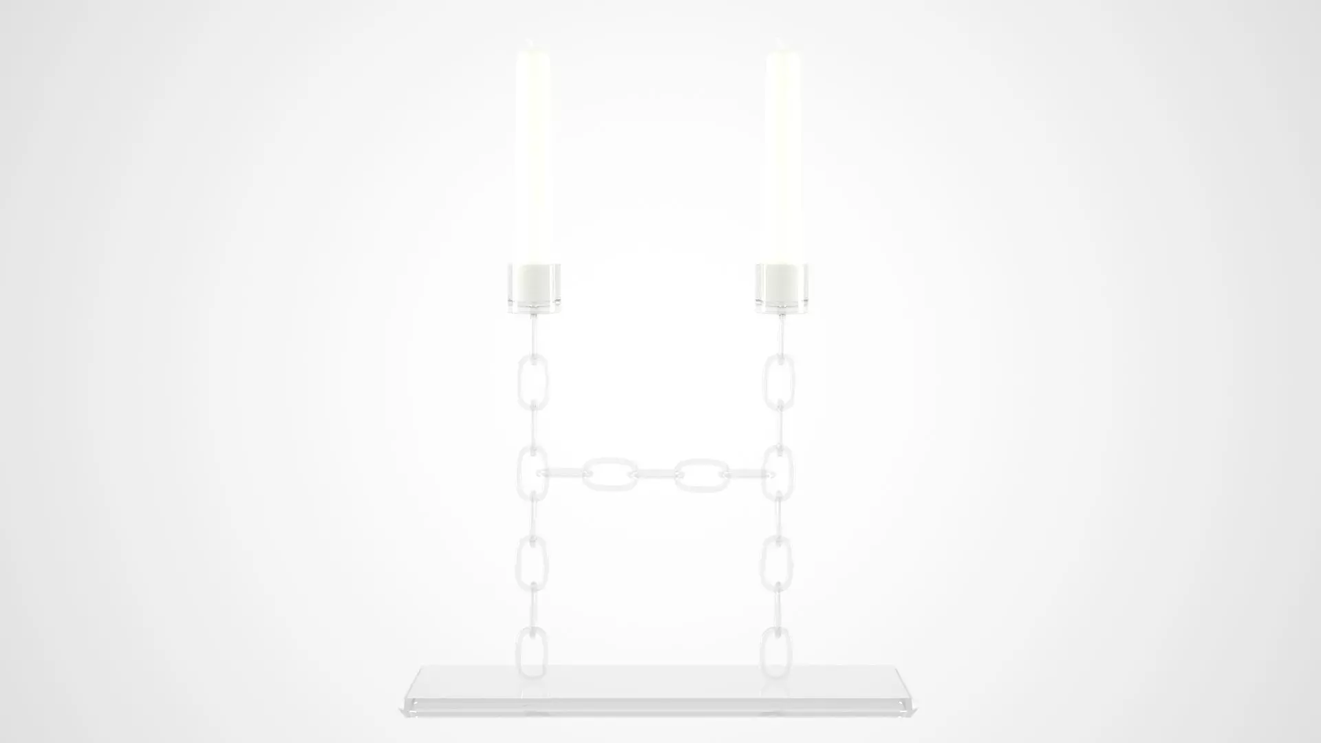 Chain H Candleholder Clear Glass Color 3D model_0