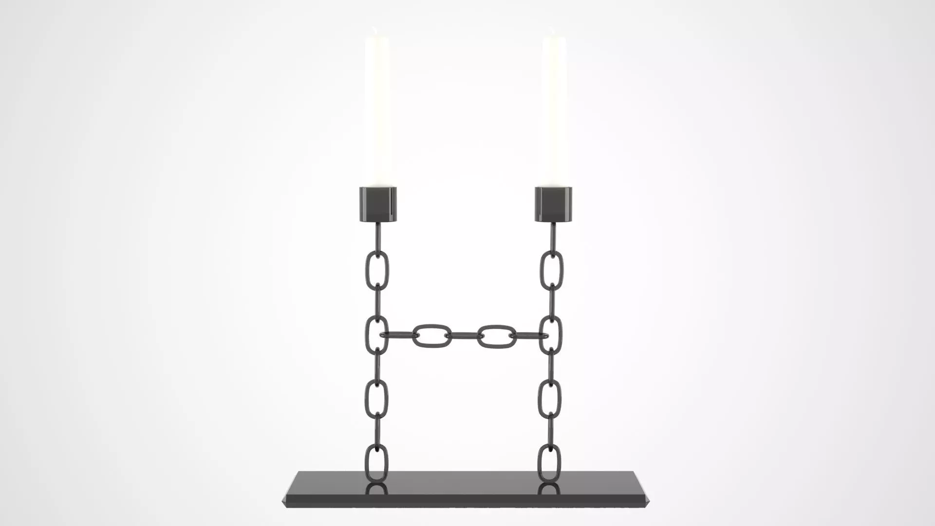 Chain H Candleholder Black Glass Color 3D model_0