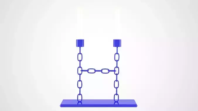 Chain H  Candleholder Blue Glass Color