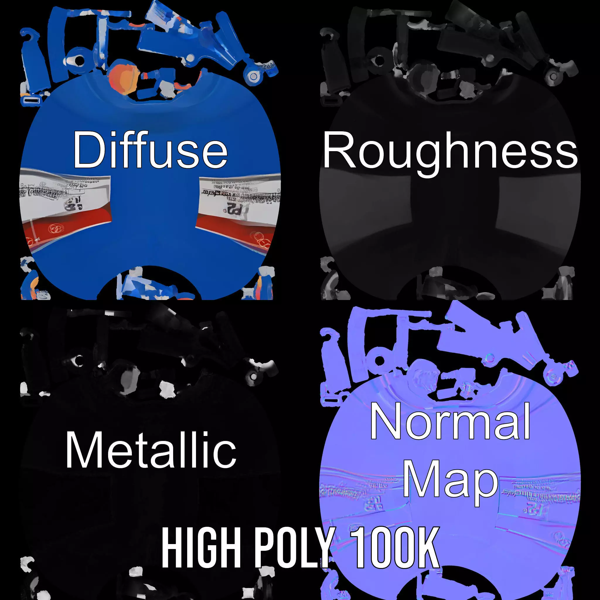 Fire Extinguisher Blue Model Pack for Interactive Visuals Low-poly 3D model_3