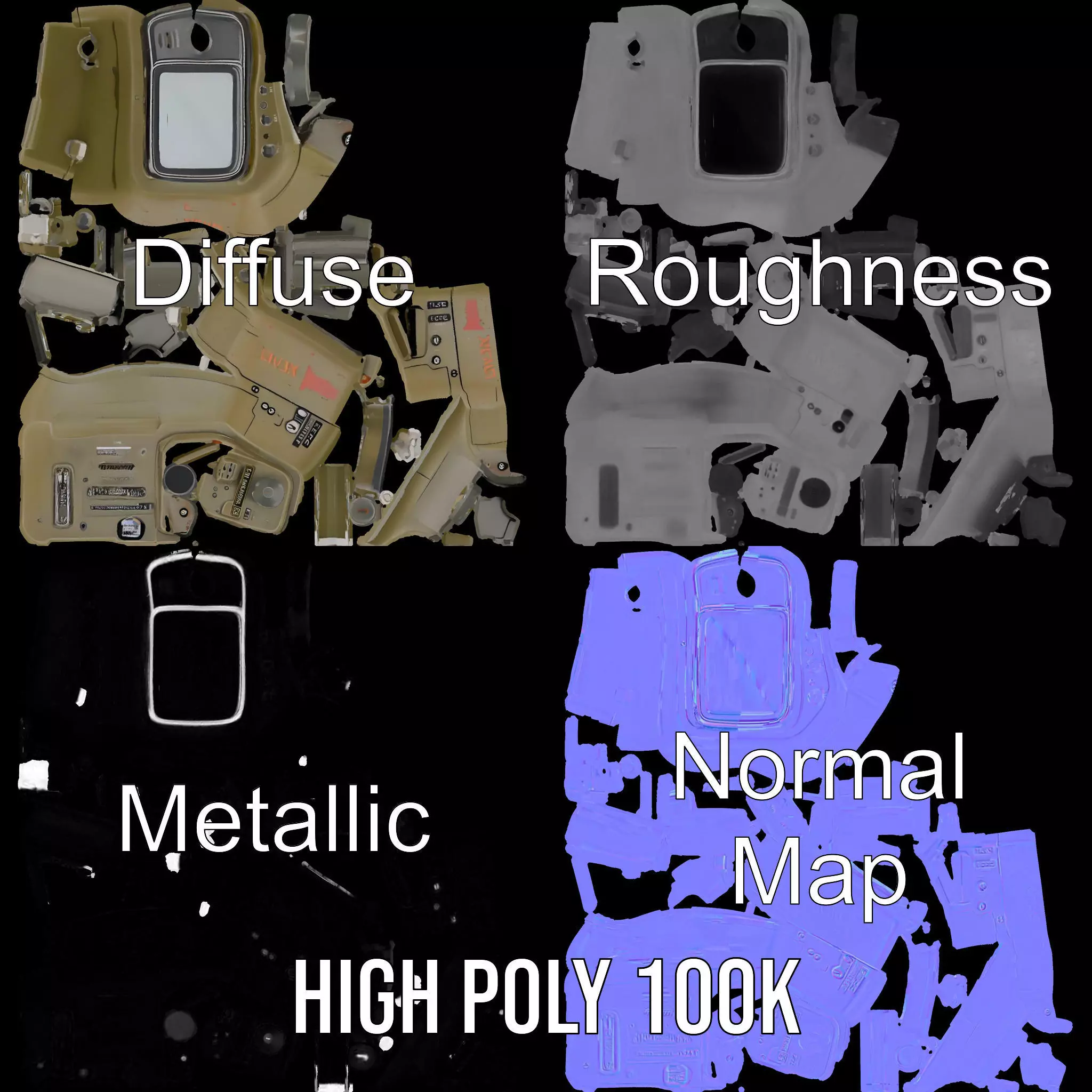 Rugged Control Panel Model Pack with Display and Buttons Low-poly 3D model_3