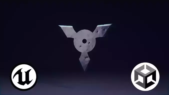 Futuristic Triple-Blade Shuriken Game-Ready 3D Model  Free low-poly 3D model