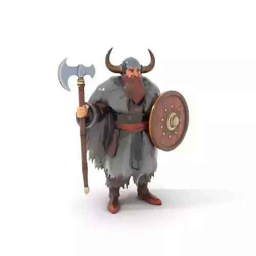 Viking Warrior with Axe and Shield Rigged and Animated