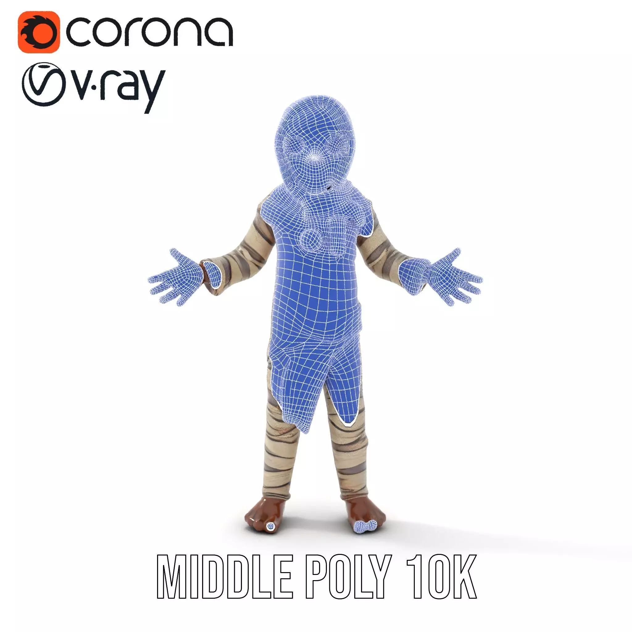 Rigged and Animated Mummy Character Model with Glowing Eyes Low-poly 3D model_33