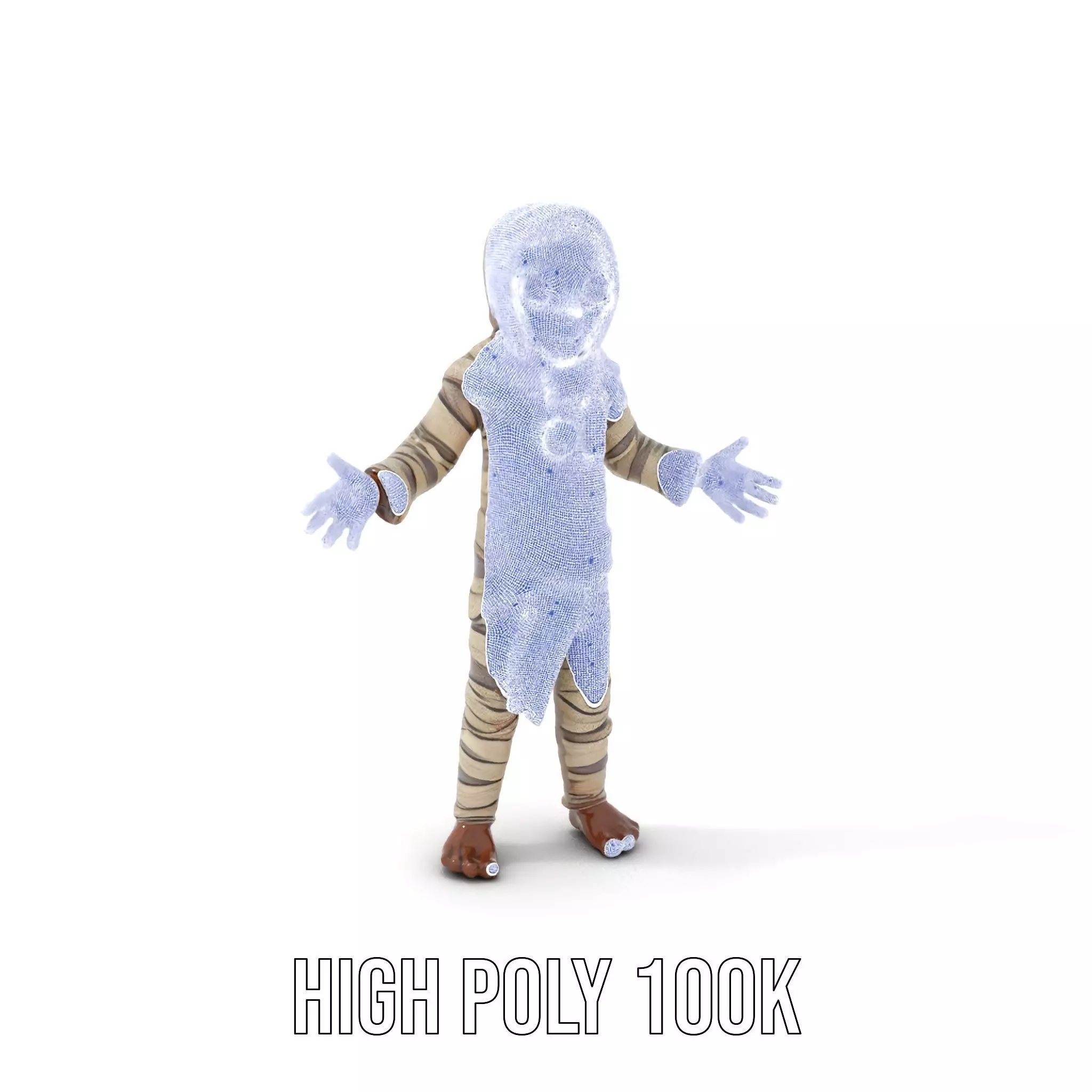 Rigged and Animated Mummy Character Model with Glowing Eyes Low-poly 3D model_5
