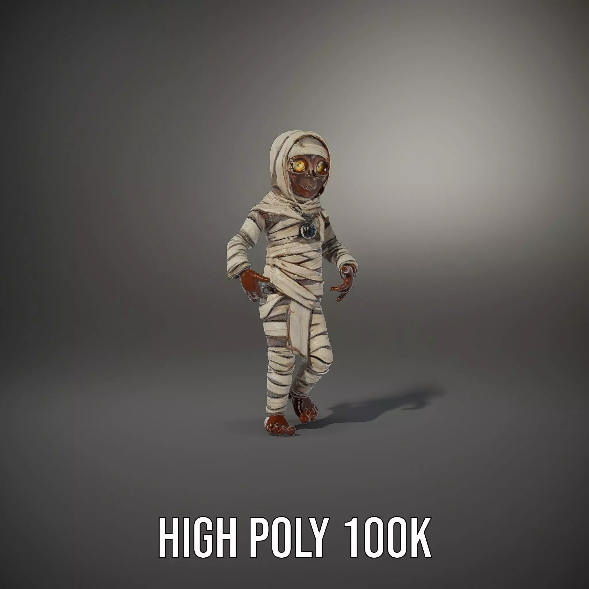 Rigged and Animated Mummy Character Model with Glowing Eyes Low-poly 3D model_27