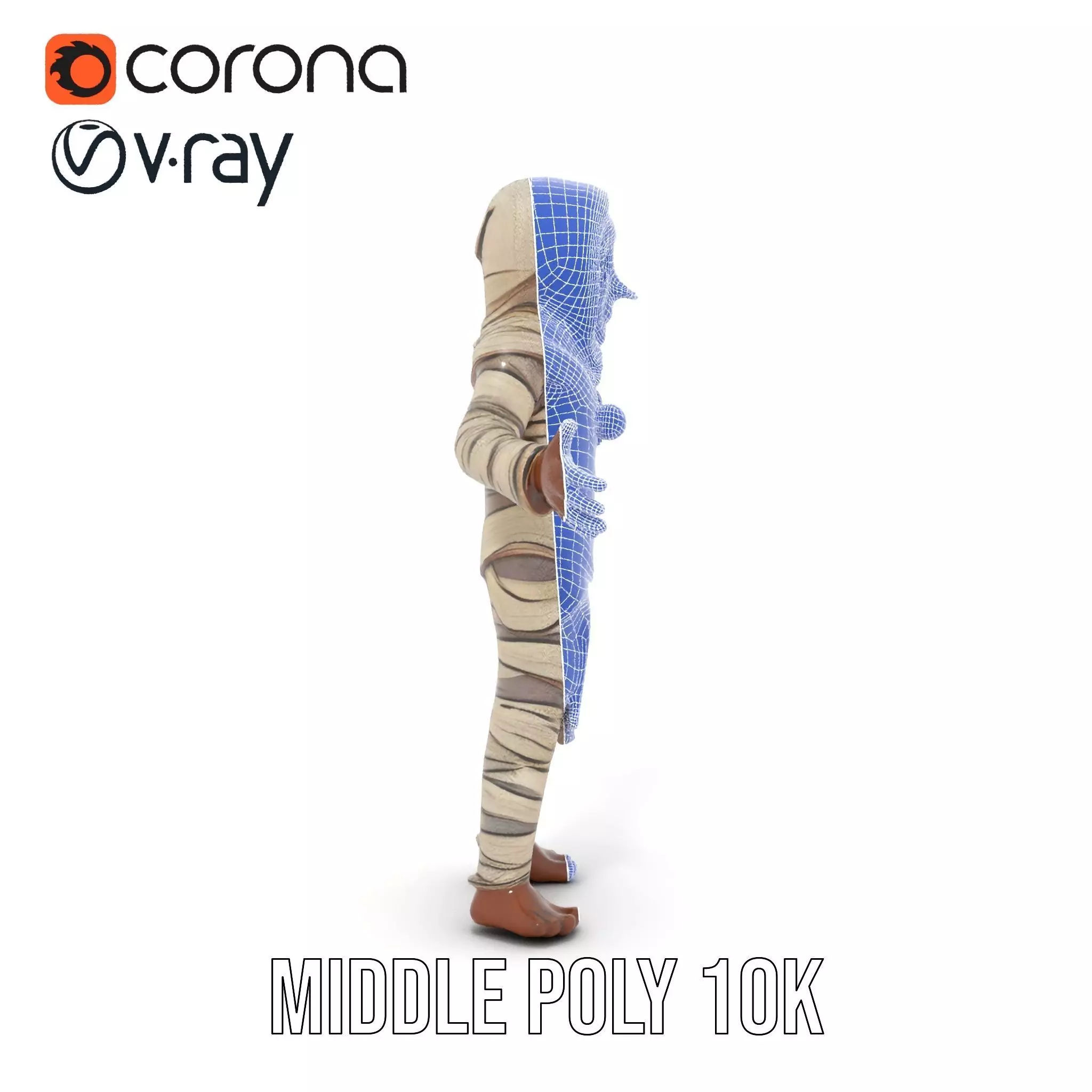 Rigged and Animated Mummy Character Model with Glowing Eyes Low-poly 3D model_35